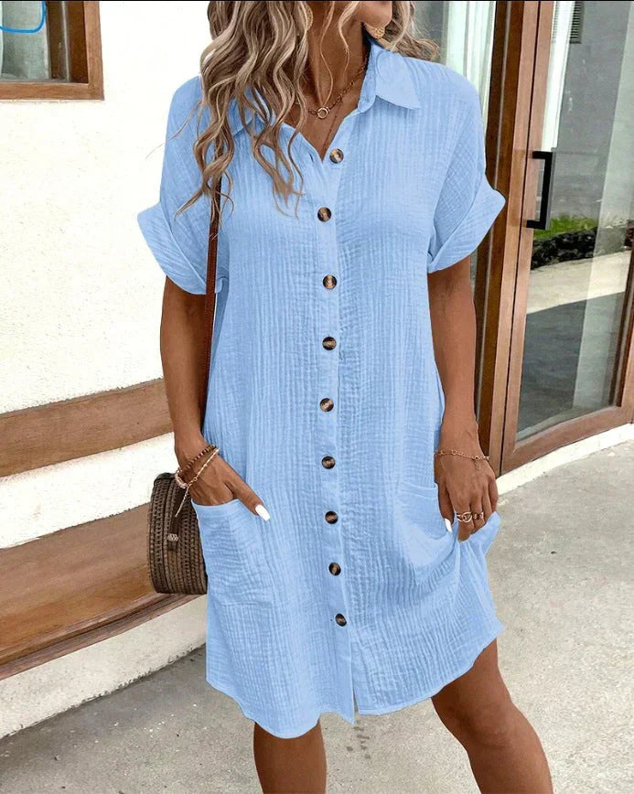 Caroline | Robe Chemise Décontractée avec Boutons