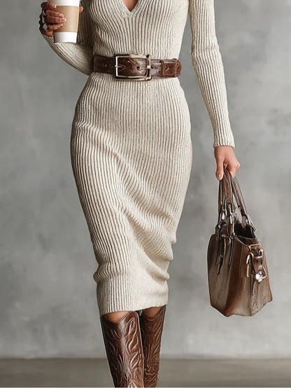 Clara | Robe en tricot à col montant
