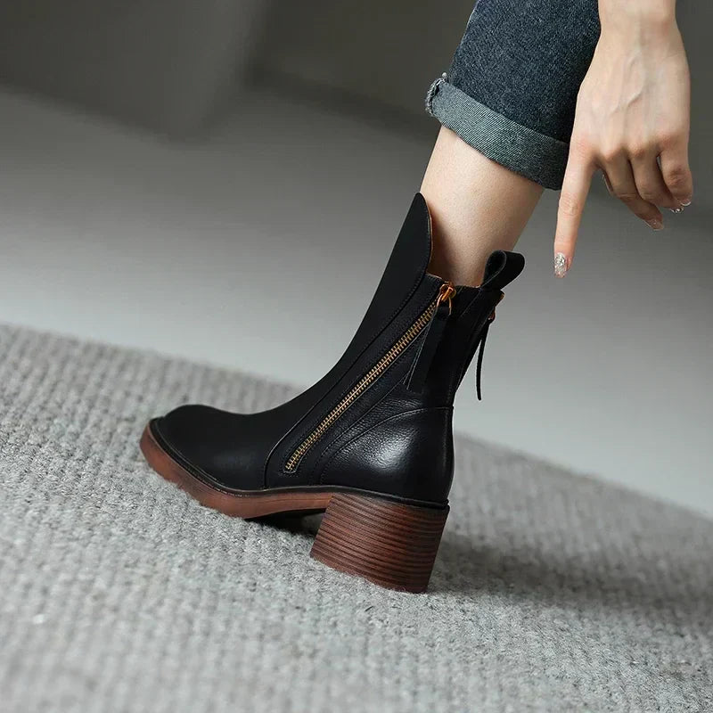 Bottines Femme avec Zip et Talon Bloc
