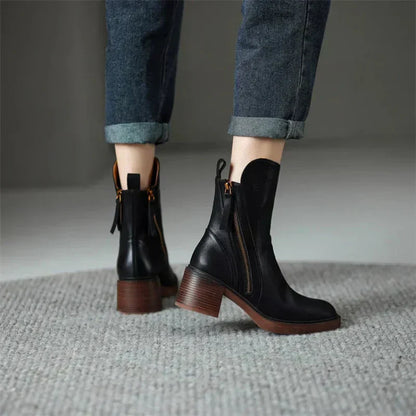 Bottines Femme avec Zip et Talon Bloc