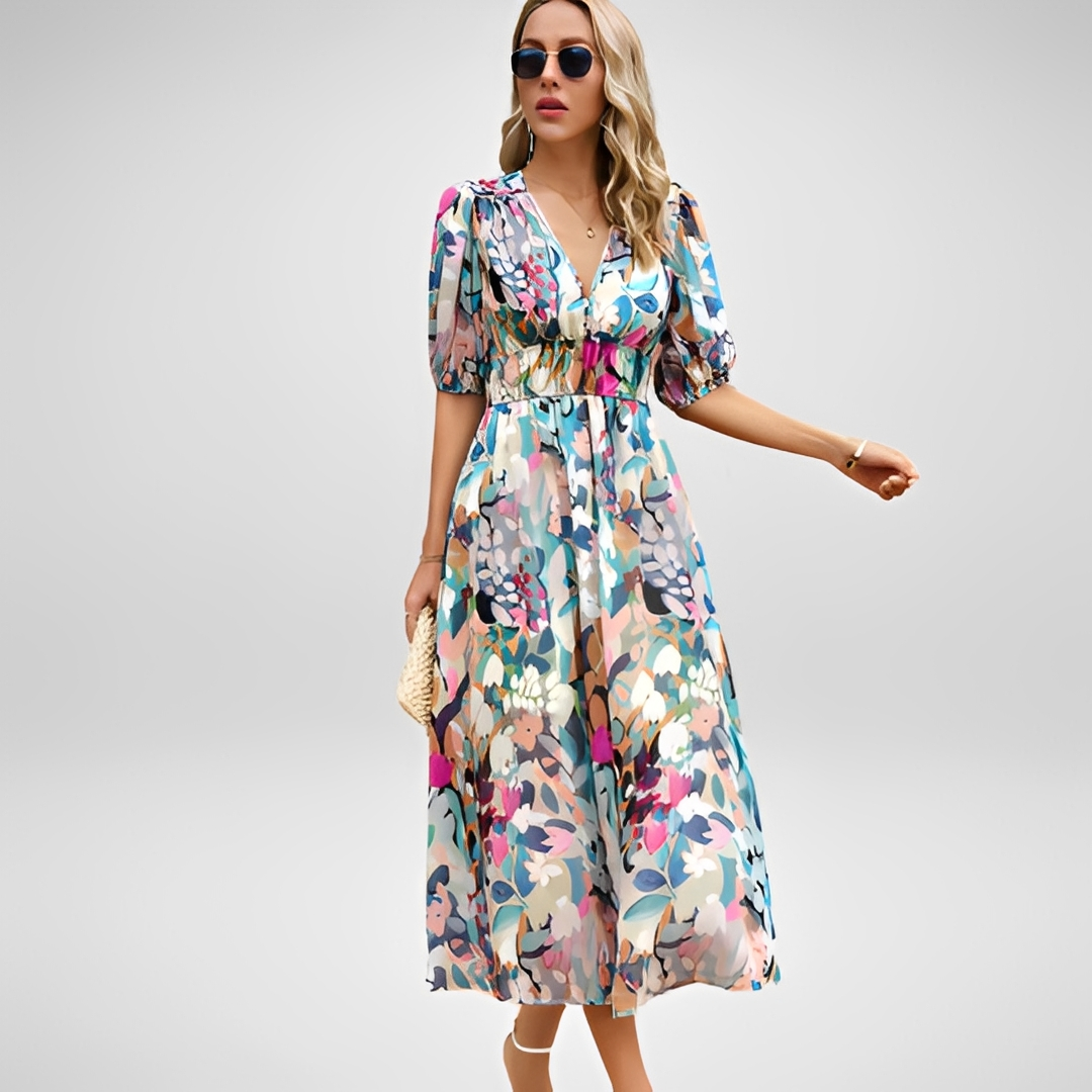 Airis - Robe d'été élégante avec décolleté en V pour femmes