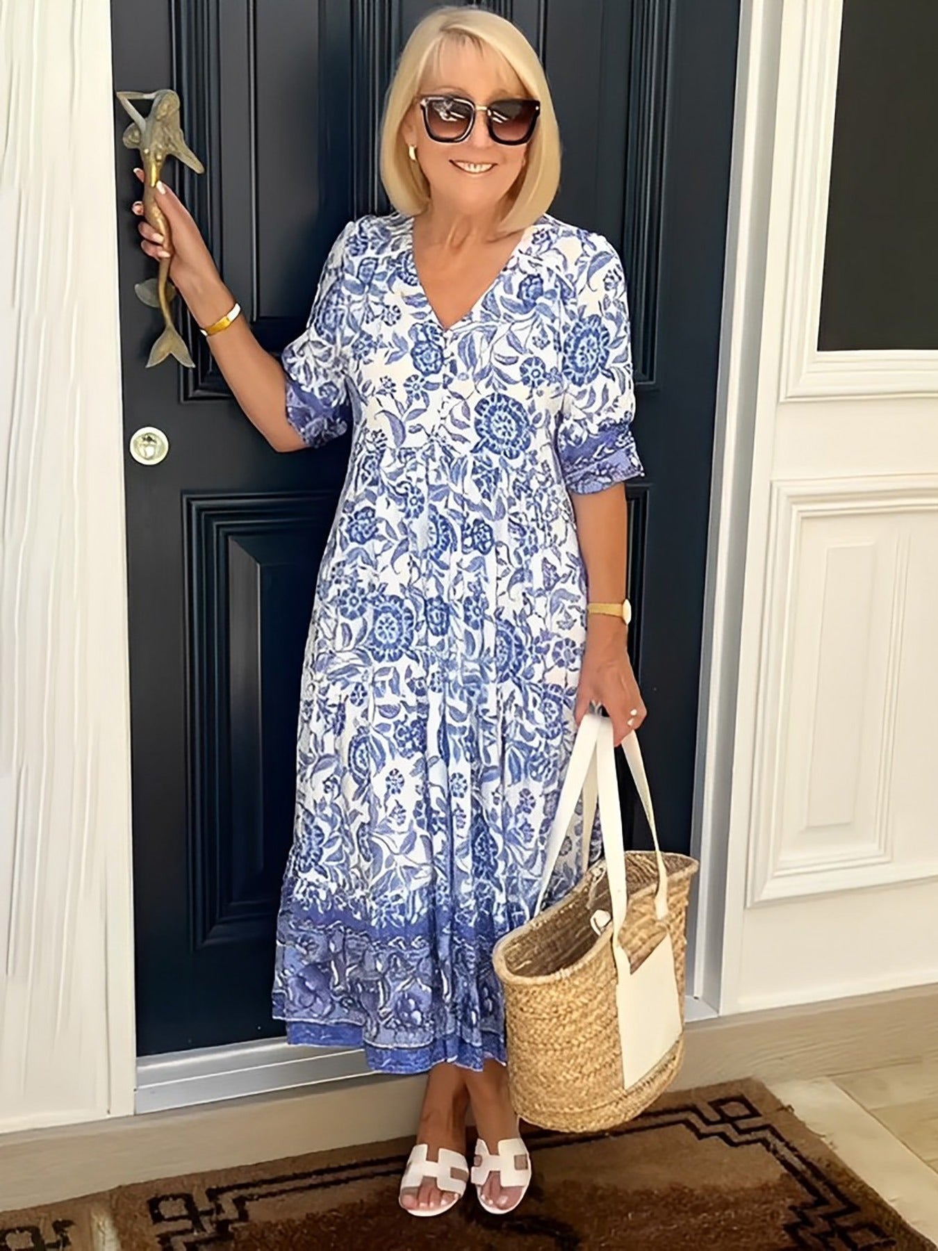 Lilara - Robe Florale Boho avec Décolleté en V Profond