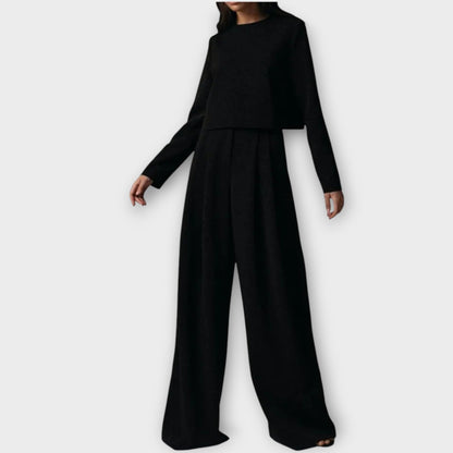 Ensemble Élégant de Deux Pièces avec Pantalons Amples
