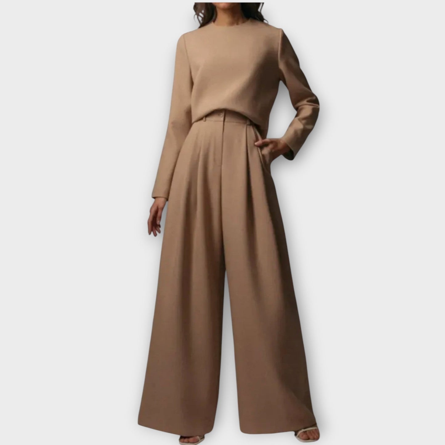 Ensemble Élégant de Deux Pièces avec Pantalons Amples