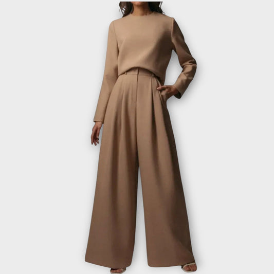 Ensemble Élégant de Deux Pièces avec Pantalons Amples