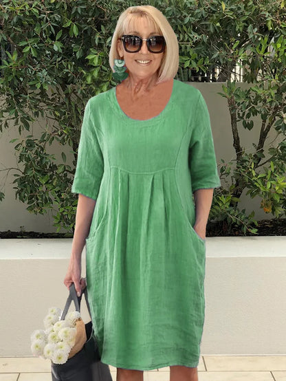 Noara - Robe Tunique en Coton Décontractée avec Poches