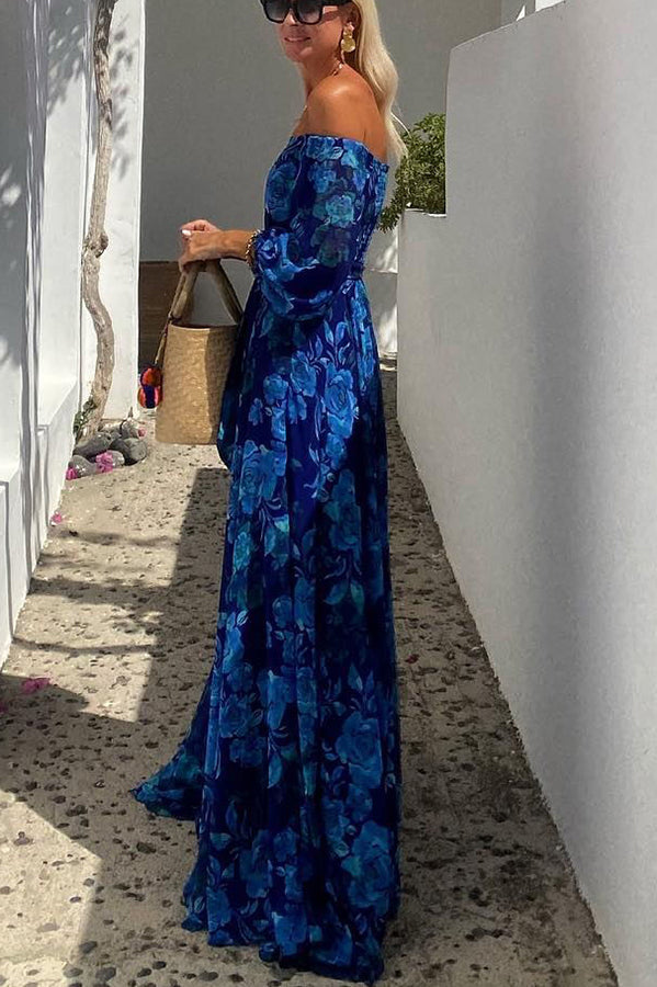 Calista | Robe Maxi Fleurie avec Épaules Découvertes