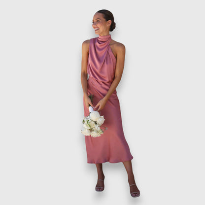 Daisy | Élégant Robe en Satin avec Décolleté Halter