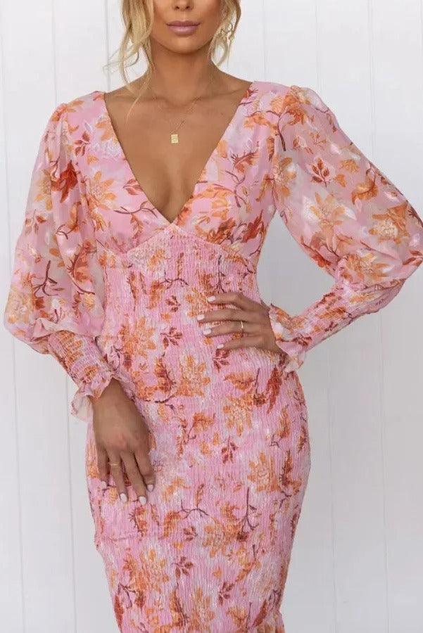 Isla - Robe Midi avec Volants Floraux