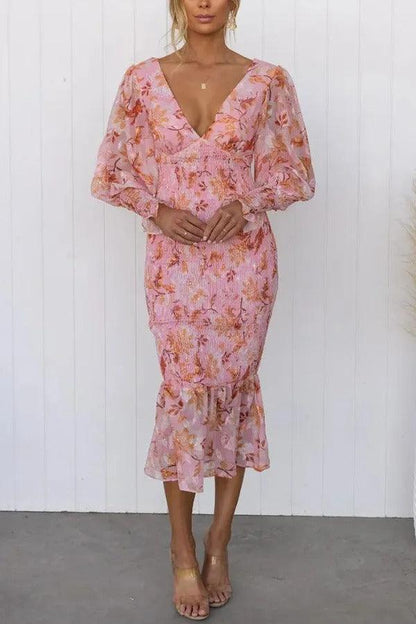 Melissa - Robe Midi à Volants Floraux