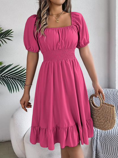 Riley™ - Robe en Lin à Manches Courtes et Décolleté en V Élégant