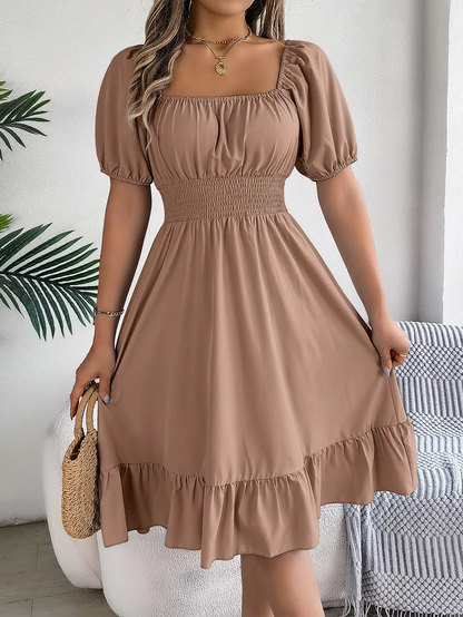 Riley™ - Robe en Lin à Manches Courtes et Décolleté en V Élégant