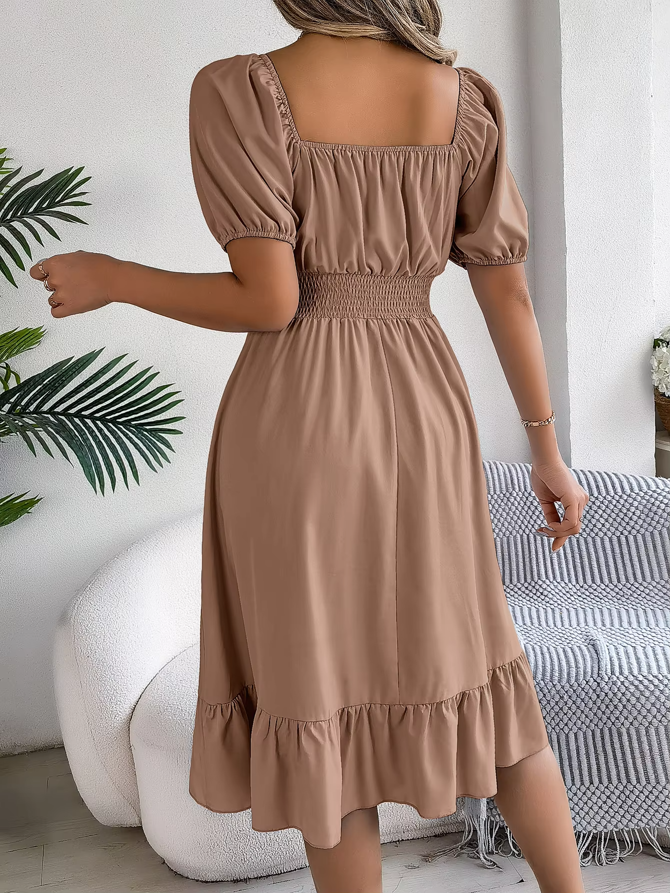 Riley™ - Robe en Lin à Manches Courtes et Décolleté en V Élégant