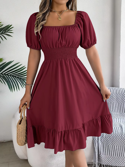 Riley™ - Robe en Lin à Manches Courtes et Décolleté en V Élégant