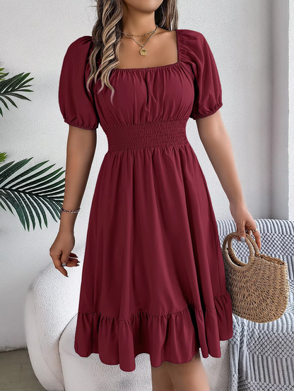 Riley™ - Robe en Lin à Manches Courtes et Décolleté en V Élégant