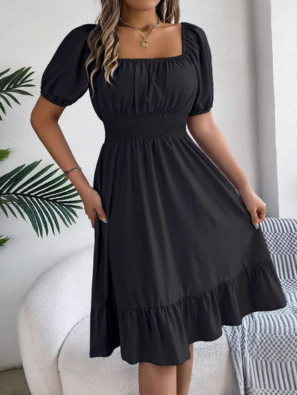 Riley™ - Robe en Lin à Manches Courtes et Décolleté en V Élégant