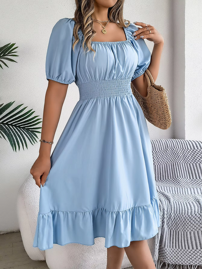 Riley™ - Robe en Lin à Manches Courtes et Décolleté en V Élégant