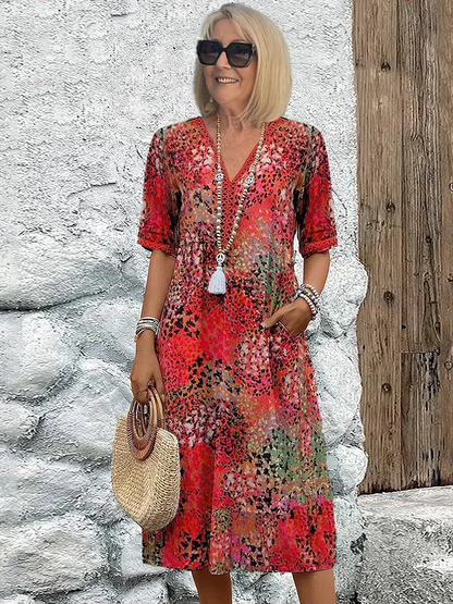 Harper - Élégant robe midi à fleurs