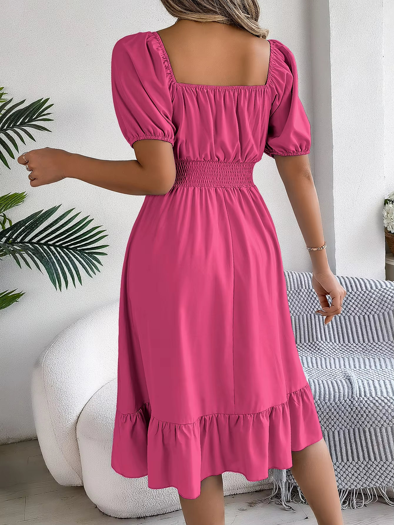 Riley™ - Robe en Lin à Manches Courtes et Décolleté en V Élégant