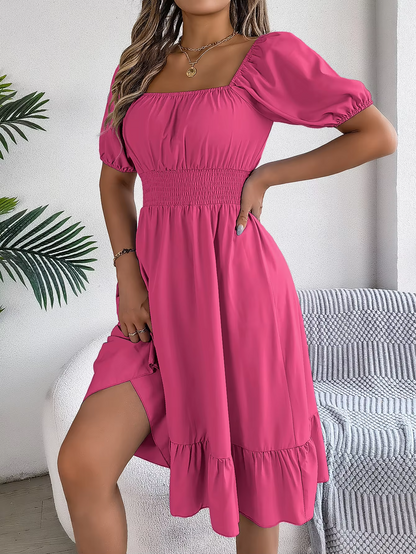 Riley™ - Robe en Lin à Manches Courtes et Décolleté en V Élégant