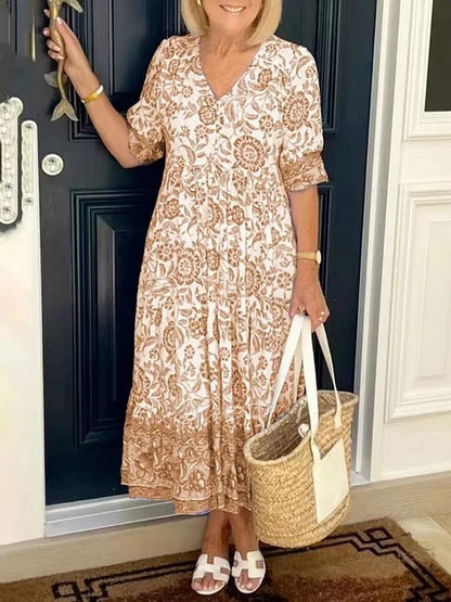 Lilara - Robe Florale Boho avec Décolleté en V Profond