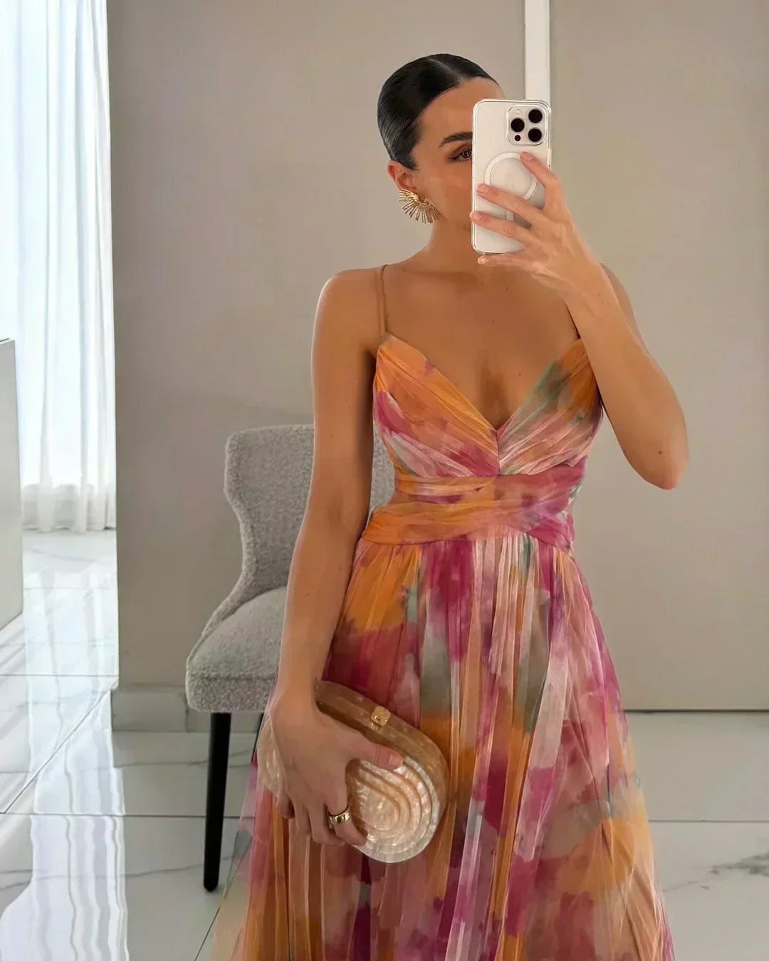 Brienne - Robe Maxi Femme, Élégante & Stratifiée