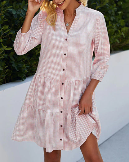 Lily | Robe Évasée avec Boutons à Carreaux