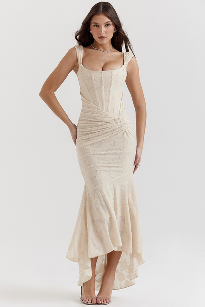 Dove - Robe Maxi en Dentelle Élégante et Ajustée