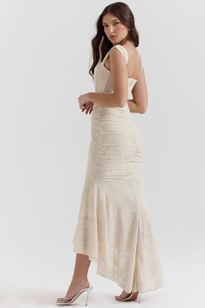 Dove - Robe Maxi en Dentelle Élégante et Ajustée