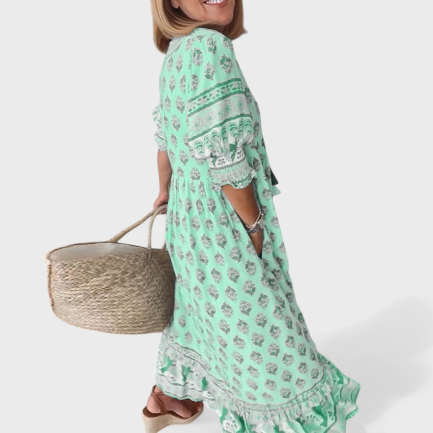 Marlena | Robe avec Décolleté en V et Silhouette en A