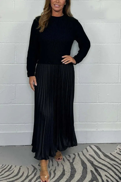 BRIELLE – ROBE EN MAILLE PLISSÉE ÉLÉGANTE