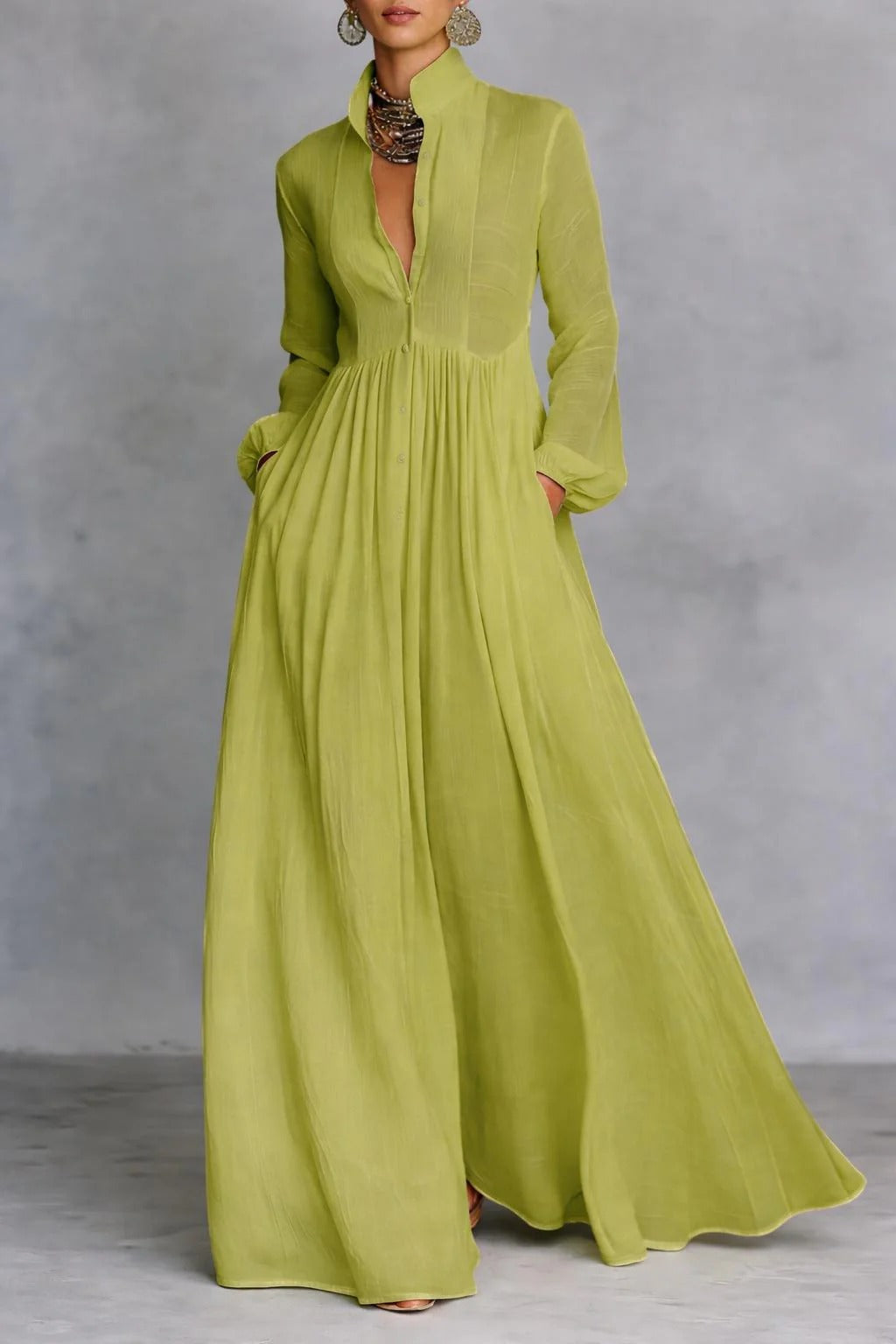 Patricia | Robe Maxi à Boutons Flottante