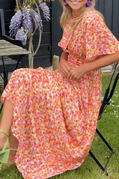 Harlow - Belle robe maxi fleurie avec décolleté en V