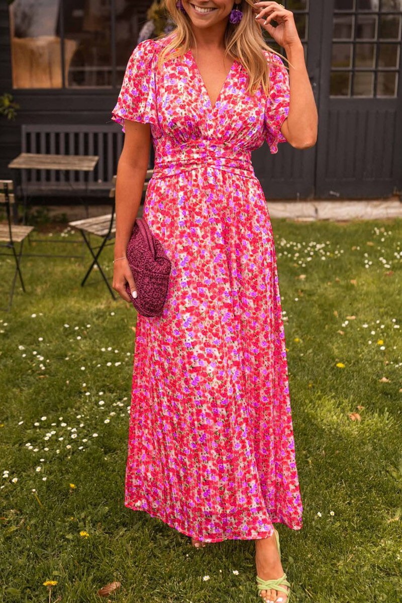 Harlow - Belle robe maxi fleurie avec décolleté en V