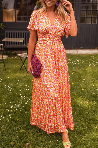 Harlow - Belle robe maxi fleurie avec décolleté en V