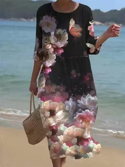 Miranda - Robe florale élégante avec couverture pour le ventre