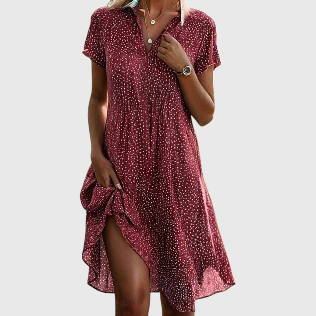 Mary - Robe Midi à Manches Courtes