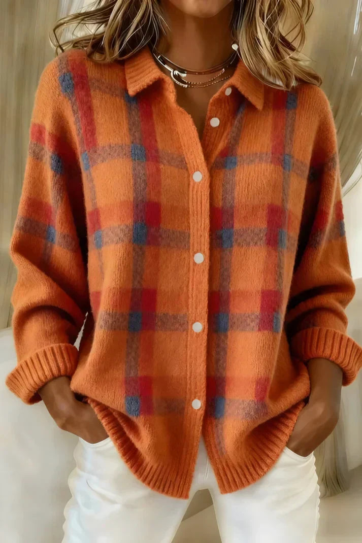 Gisèle – Pull en tricot à carreaux doux
