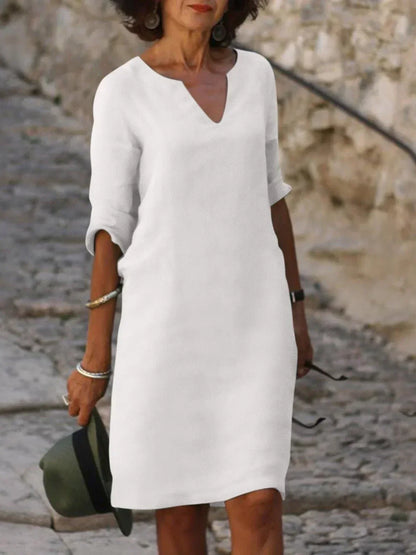 Sophia | Robe Midi Décontractée avec Décolleté en V