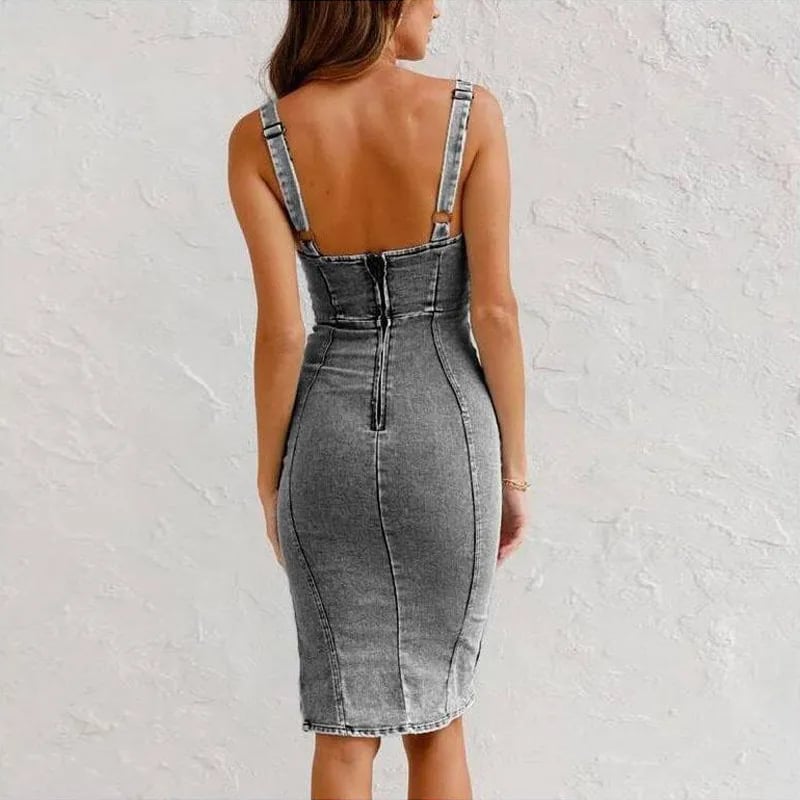 Mona | Robe à Bretelles en Denim