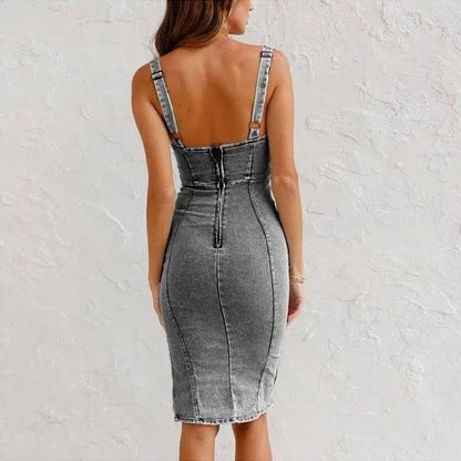 Mona | Robe à Bretelles en Denim