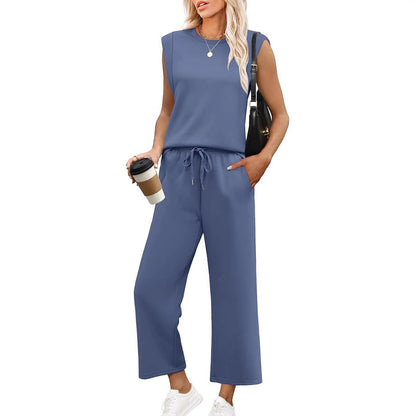 AVALINA – TOP SANS MANCHES CASUAL & PANTALONS CROPPED AMPLE