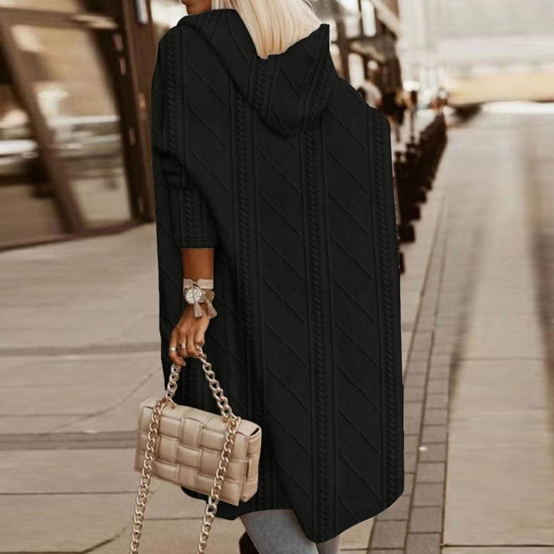 Kateri™ - CARDIGAN AVEC CAPUCHE LONG ET AJUSTEMENT DÉCONTRACTÉ