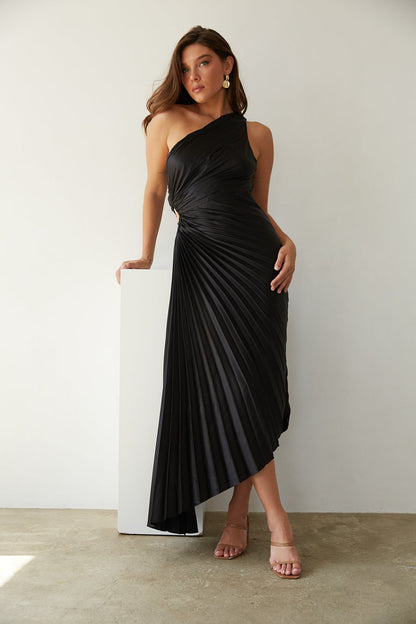 Sylviana - Robe Midi Plissée à Une Épaule